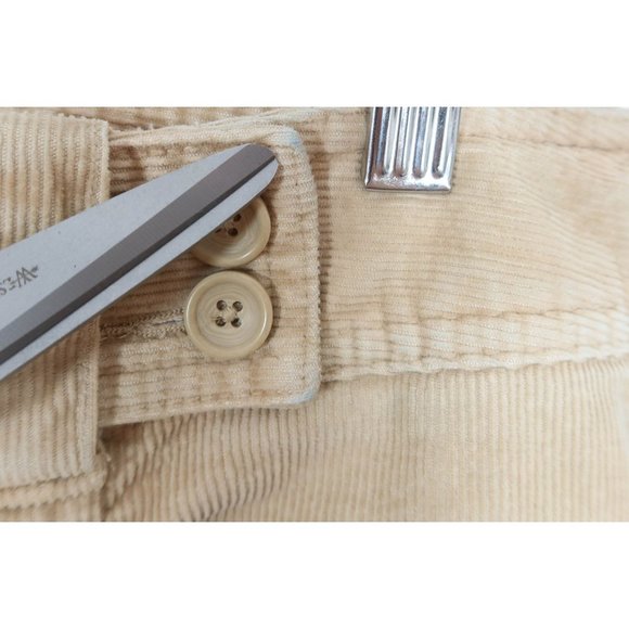 TALBOTS Size 12 Beige Cotton Blend Fine Wale Straight Leg Tab Waist Pants - Picture 6 of 8